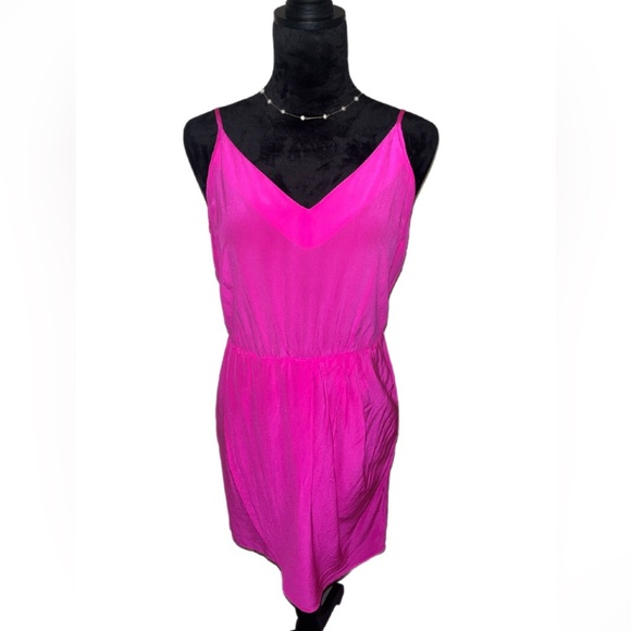 EUC Amanda Uprichard Pink 100% Silk Mini Dress- Medium - Picture 1 of 6